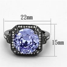 Load image into Gallery viewer, LO3075 - Ruthenium Brass Ring with AAA Grade CZ  in Tanzanite