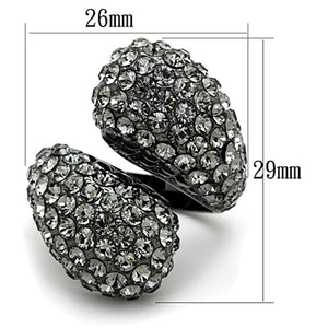 LO3172 - TIN Cobalt Black Brass Ring with Top Grade Crystal  in Black Diamond