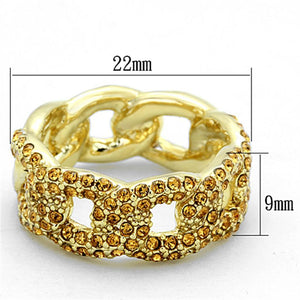 LO3216 - Gold Brass Ring with Top Grade Crystal  in Smoked Quartz