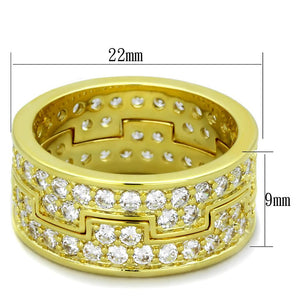 LO3349 - Gold Brass Ring with AAA Grade CZ  in Clear