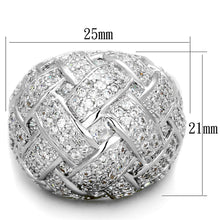 Load image into Gallery viewer, LO3352 - Rhodium Brass Ring with AAA Grade CZ  in Clear