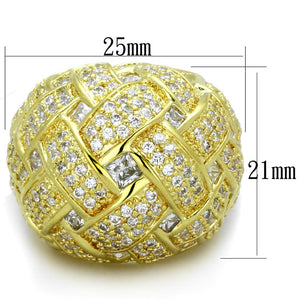 LO3353 - Gold Brass Ring with AAA Grade CZ  in Clear