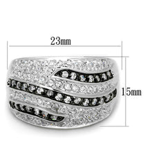 Load image into Gallery viewer, LO3400 - Rhodium + Ruthenium Brass Ring with AAA Grade CZ  in Clear