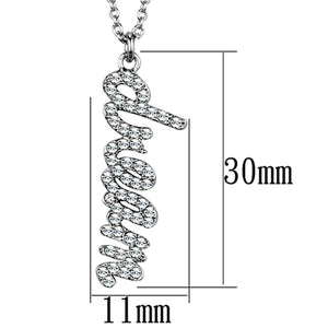 LO3489 - Rhodium Brass Chain Pendant with Top Grade Crystal  in Clear