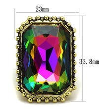 Cargar imagen en el visor de la galería, LO3531 - Gold Brass Ring with Top Grade Crystal  in Peacock