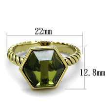 Cargar imagen en el visor de la galería, LO3544 - Gold Brass Ring with AAA Grade CZ  in Olivine color