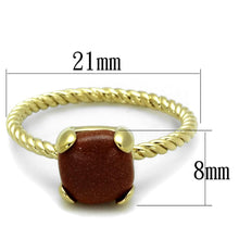 Load image into Gallery viewer, LO3547 - Gold Brass Ring with Synthetic Cat Eye in Brown