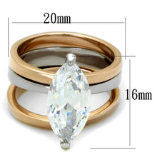 Load image into Gallery viewer, LO3554 - Two-Tone IP Rose Gold Stainless Steel Ring with AAA Grade CZ  in Clear