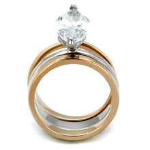 Load image into Gallery viewer, LO3554 - Two-Tone IP Rose Gold Stainless Steel Ring with AAA Grade CZ  in Clear