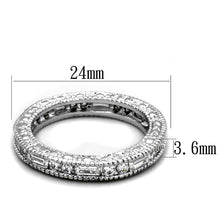 Load image into Gallery viewer, LO3558 - Rhodium Brass Ring with AAA Grade CZ  in Clear
