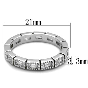LO3559 - Rhodium Brass Ring with AAA Grade CZ  in Clear