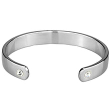 Load image into Gallery viewer, LO3622 - Reverse Two-Tone White Metal Bangle with Top Grade Crystal  in Clear