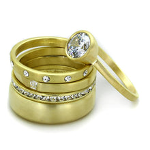 Cargar imagen en el visor de la galería, LO3645 - Gold &amp; Brush Brass Ring with AAA Grade CZ  in Clear