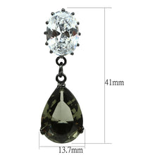 Cargar imagen en el visor de la galería, LO3689 - Ruthenium Brass Earrings with Synthetic Synthetic Glass in Black Diamond