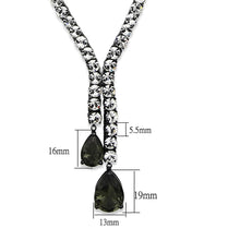 Cargar imagen en el visor de la galería, LO3690 - Ruthenium Brass Necklace with Synthetic Synthetic Glass in Black Diamond