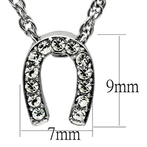 LO3719 - Rhodium Brass Chain Pendant with Top Grade Crystal  in Clear