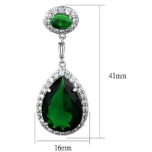 Cargar imagen en el visor de la galería, LO3762 - Rhodium Brass Earrings with Synthetic Synthetic Glass in Emerald