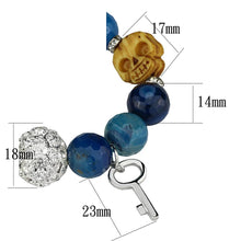 Cargar imagen en el visor de la galería, LO3777 - Rhodium Brass Bracelet with Synthetic Onyx in Multi Color