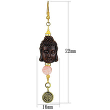 Load image into Gallery viewer, LO3808 - Antique Copper White Metal Earrings with Synthetic Glass Bead in Rose