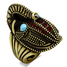 Cargar imagen en el visor de la galería, LO3887 - Antique Copper Brass Ring with Synthetic Synthetic Stone in Sea Blue