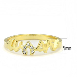 LO3966 - Flash Gold Brass Ring with Top Grade Crystal  in Clear