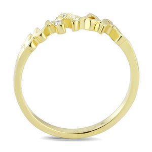 LO3966 - Flash Gold Brass Ring with Top Grade Crystal  in Clear