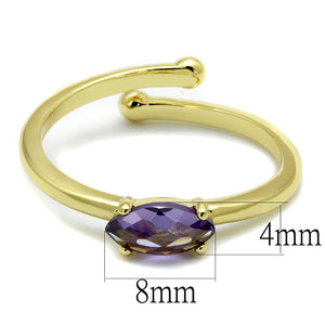 LO4068 - Flash Gold Brass Ring with AAA Grade CZ  in Amethyst