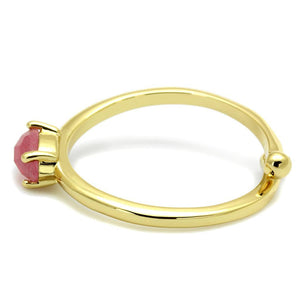 LO4069 - Flash Gold Brass Ring with Synthetic Cat Eye in Rose