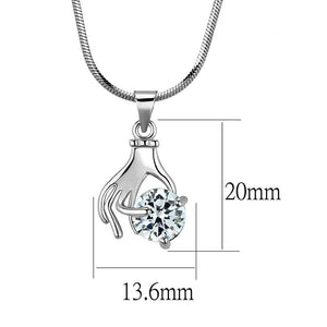 LO4163 - Rhodium Brass Chain Pendant with AAA Grade CZ  in Clear