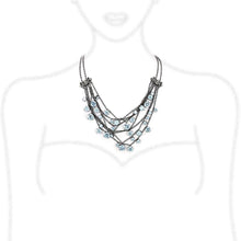 Load image into Gallery viewer, LO4217 - TIN Cobalt Black Brass Necklace with AAA Grade CZ  in Clear