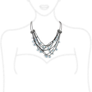 LO4217 - TIN Cobalt Black Brass Necklace with AAA Grade CZ  in Clear