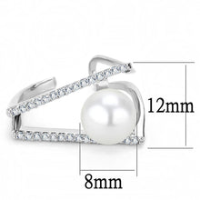 Cargar imagen en el visor de la galería, LO4245 - Rhodium Brass Ring with Synthetic Pearl in White