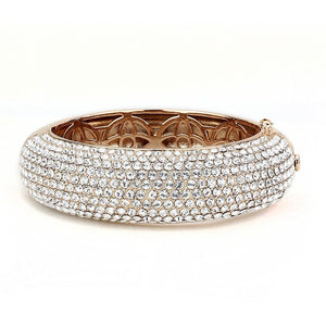 LO4269 - Rose Gold+e-coating Brass Bangle with Top Grade Crystal  in Clear