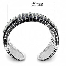 Load image into Gallery viewer, LO4272 - Rhodium Brass Bangle with Top Grade Crystal  in Black Diamond