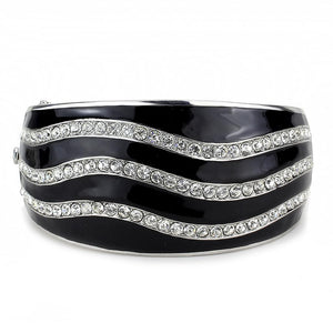 LO4278 - Rhodium Brass Bangle with Top Grade Crystal  in Clear