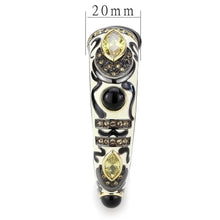 Cargar imagen en el visor de la galería, LO4299 - Gold+Hematite Brass Bangle with Synthetic Onyx in Jet