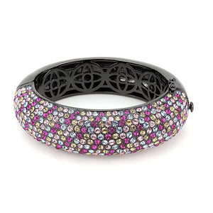 LO4306 - TIN Cobalt Black Brass Bangle with Top Grade Crystal  in Multi Color