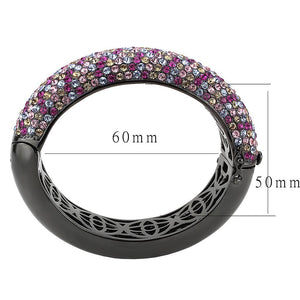 LO4306 - TIN Cobalt Black Brass Bangle with Top Grade Crystal  in Multi Color