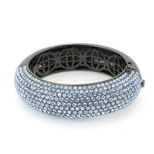 Load image into Gallery viewer, LO4307 - TIN Cobalt Black Brass Bangle with Top Grade Crystal  in Aquamarine