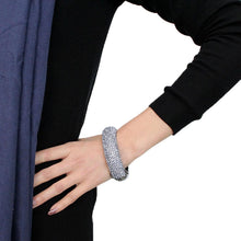 Load image into Gallery viewer, LO4307 - TIN Cobalt Black Brass Bangle with Top Grade Crystal  in Aquamarine