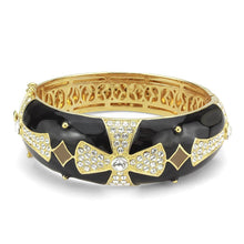 Load image into Gallery viewer, LO4309 - Gold Brass Bangle with Top Grade Crystal  in Clear