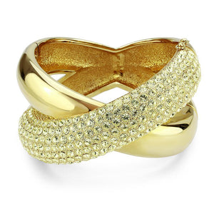 LO4321 - Gold Brass Bangle with Top Grade Crystal  in Citrine Yellow