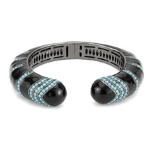 Load image into Gallery viewer, LO4323 - TIN Cobalt Black Brass Bangle with Top Grade Crystal  in Turquoise