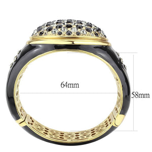 LO4352 - Gold Brass Bangle with Top Grade Crystal  in Multi Color