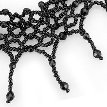 Cargar imagen en el visor de la galería, LO4717 - Rhodium Brass Necklace with Synthetic Synthetic Glass in Jet