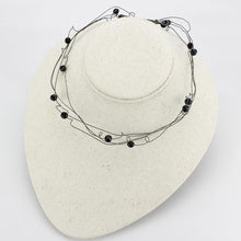 Cargar imagen en el visor de la galería, LO4719 - Ruthenium White Metal Necklace with Synthetic Synthetic Glass in Jet