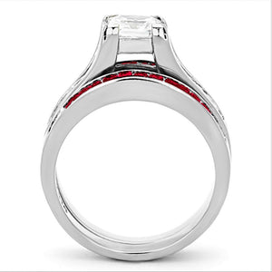 LOA1362 - High polished (no plating) Stainless Steel Ring with AAA Grade CZ  in Multi Color