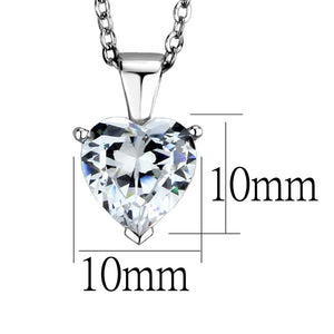 LOS889 - Rhodium 925 Sterling Silver Chain Pendant with AAA Grade CZ  in Clear