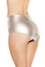 Load image into Gallery viewer, SH3219 - High-Waisted Leatherette Shorts with Fishnet Detail