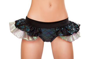 SH3287 - Mermaid Shorts with Attached Iridescent Skirt